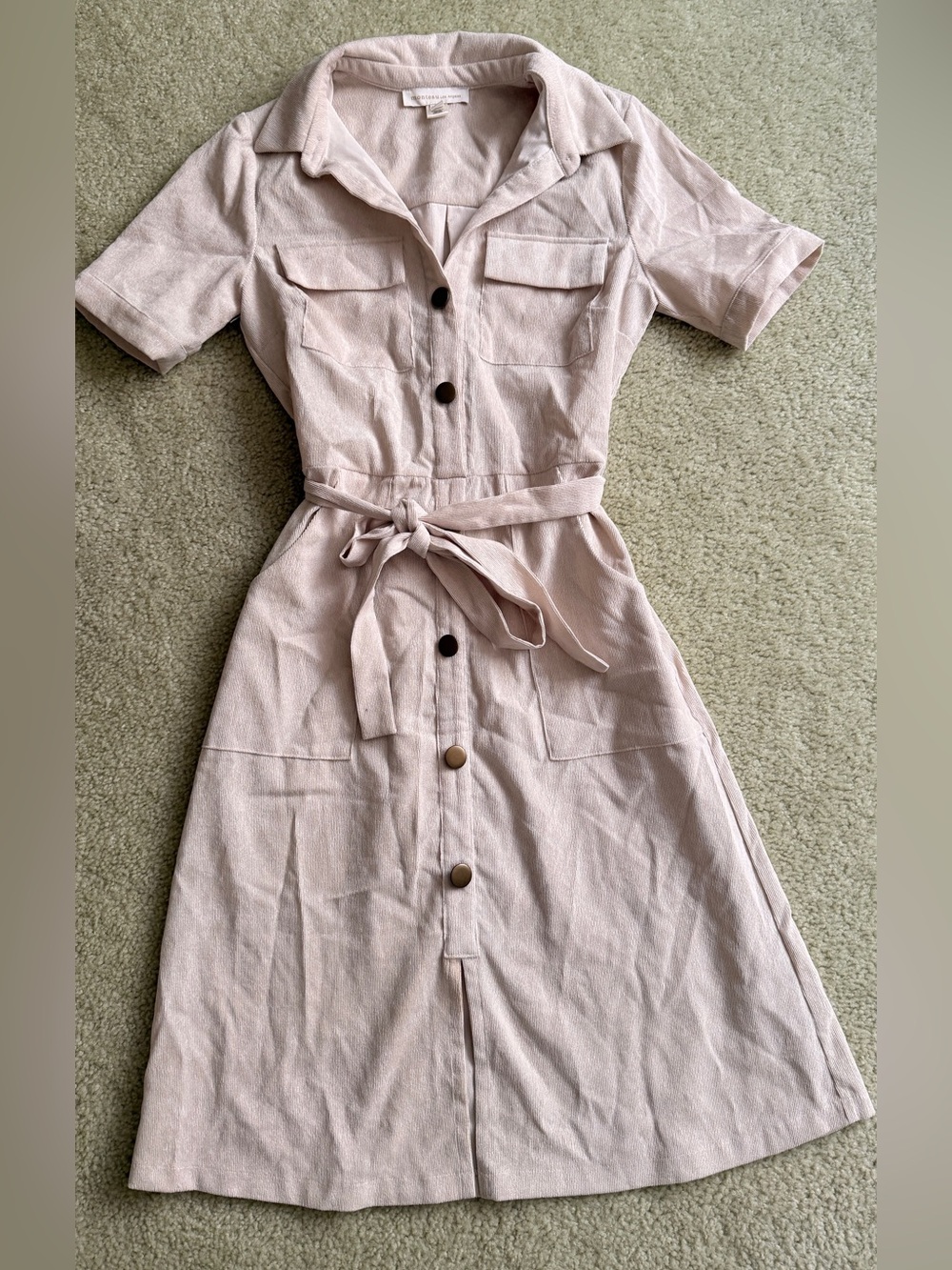 Monteau LA Button-Front Midi Shirt Dress with Waist Tie | Corduroy